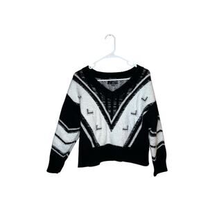 Line and Dot Sweater Helena Black & White VNeck Thick Sweater XS NWOT Revolve